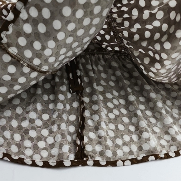 J. Crew Women's Jacquard Peplum Top Brown White Polka Dots Sleeveless Sz  10 - Picture 9 of 13